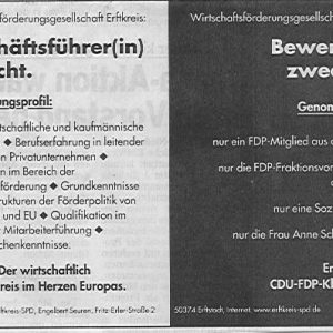 Anzeige Bewerbung zwecklos
