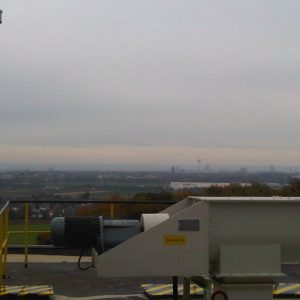 Blick von den Quarzwerken Frechen nach Köln