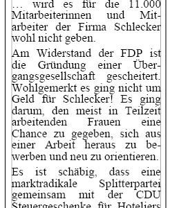 Anzeige in der Sonntags-Post vom 07.04.2012