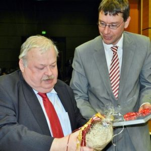 Guntram Schneider und Folrian Herpel beim Politischen Ascherdonnerstag