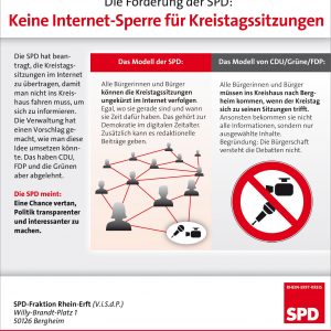 Anzeige der SPD-Kreistagsfraktion zu Internetsperren für Kreistagssitzungen