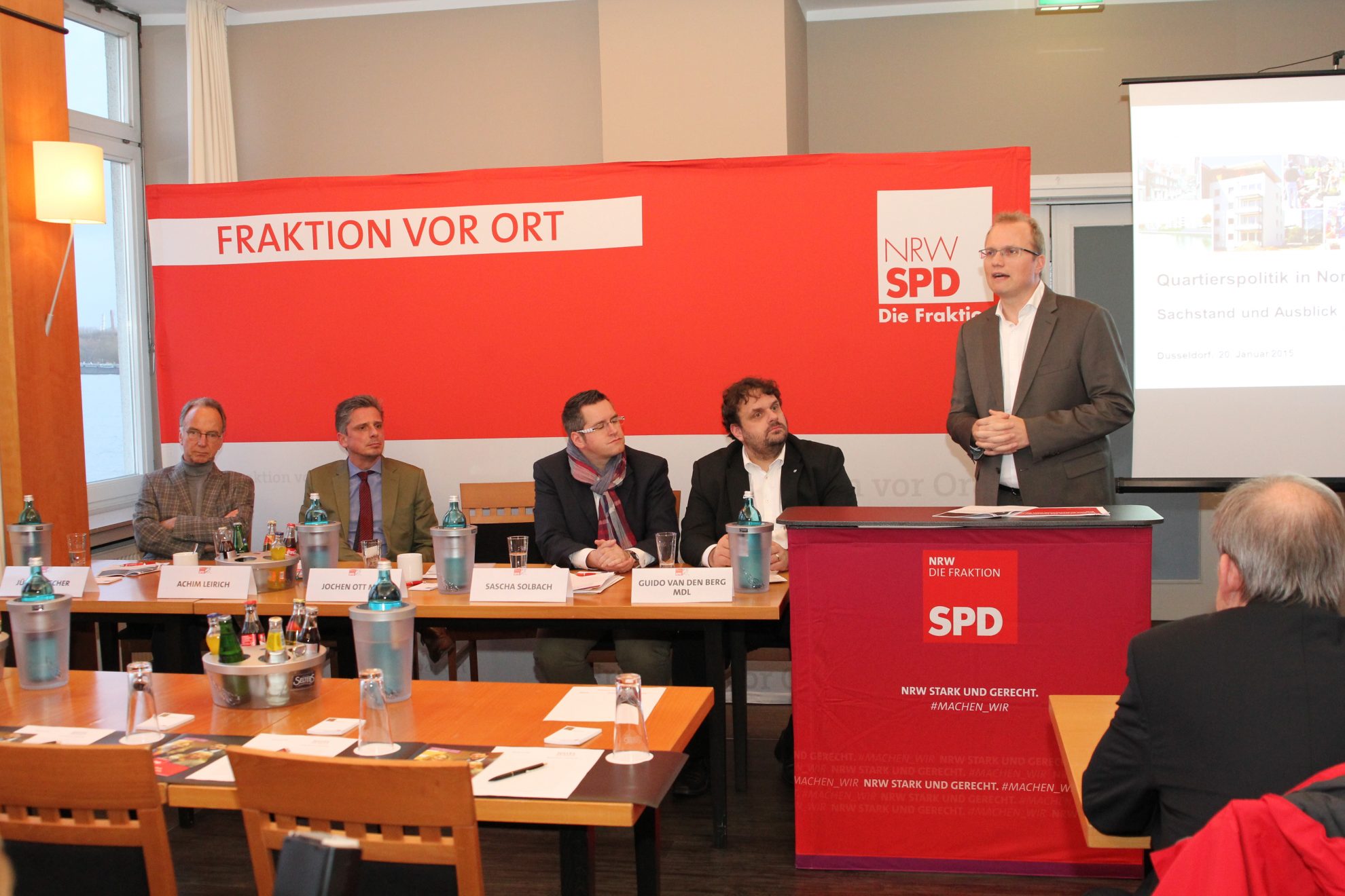 Jürgen Becher, Achim Leirich, Sascha Solbach, Guido van den Berg MdL und Jochen Ott MdL