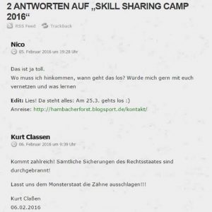 Gewaltaufrufe auf Aktivistenwebseite