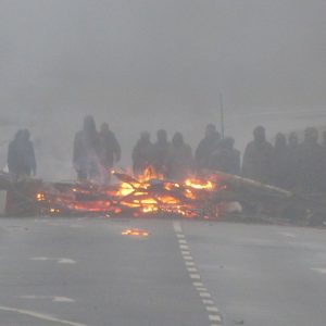 Brandbarrikaden im Hambacher Forst