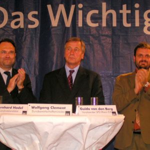 Bernhard Hadel, Wolfgang Clement und Guido van den Berg