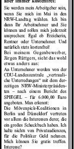 Anzeige in der Sonntags-Post vom 27.02.2010