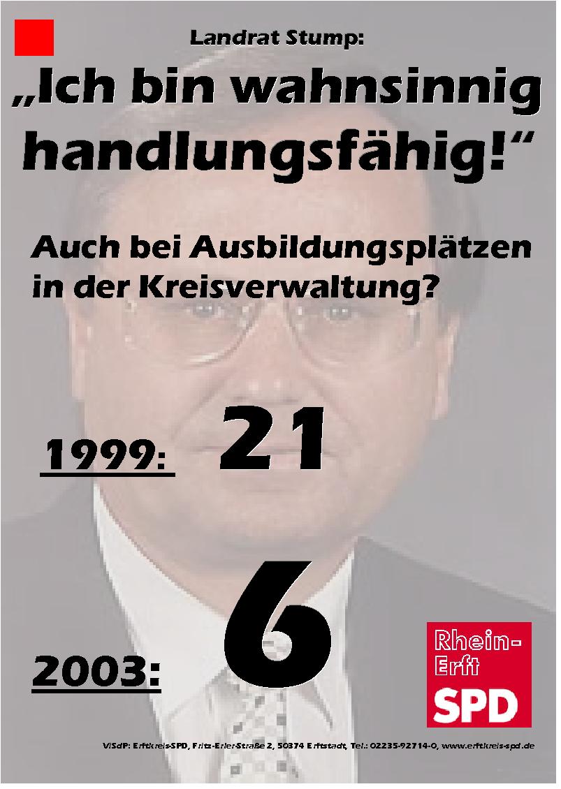 In der Kreisverwaltung gibt es 2003 nur noch 6 Ausbildungsplätze