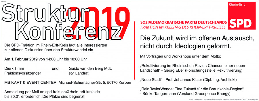 Einladungsanzeige zur 1. Strukturkonferenz am 1. Februar 2019