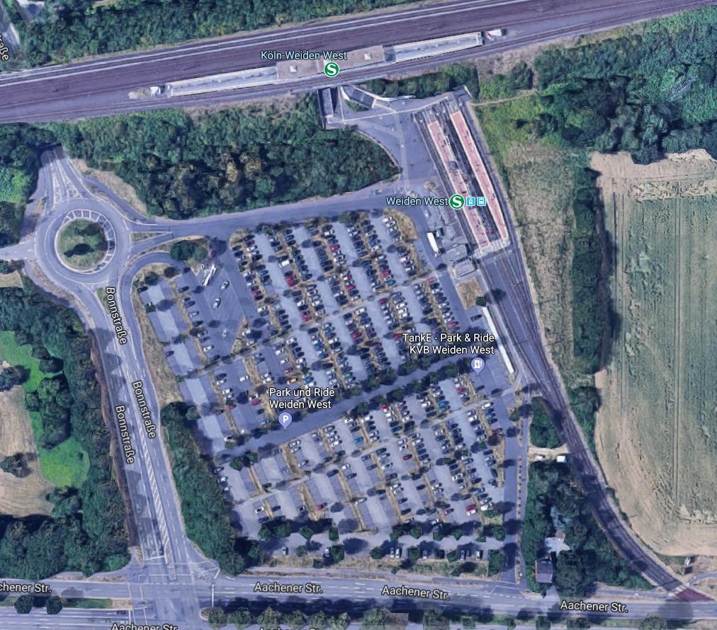 Luftbild Haltepunkt Weiden-West mit Parkplätzen