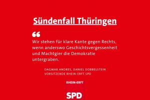 Textbild: Klare Kante gegen Rechts, dafür steht die SPD, sagen Dagmar Andres und Daniel Dobbelstein.