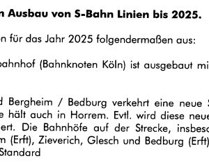 Ausschnitt S-Bahn Konzept zur Erft S-Bahn