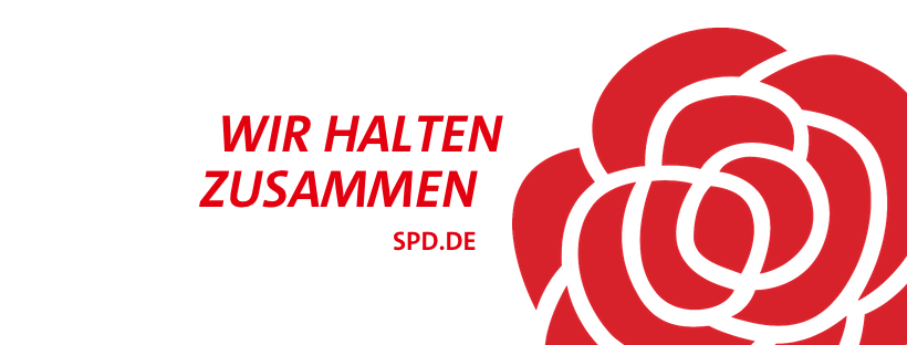 SPD Rose mit Text Wir halten zusammen. spd.de